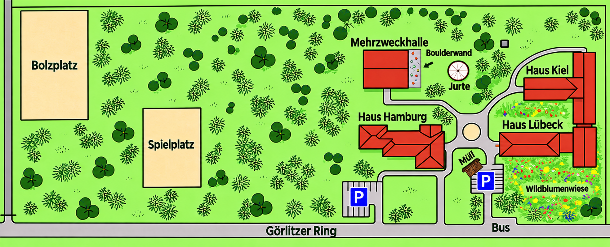 Grafik: Lageplan - Das Gelände im Überblick