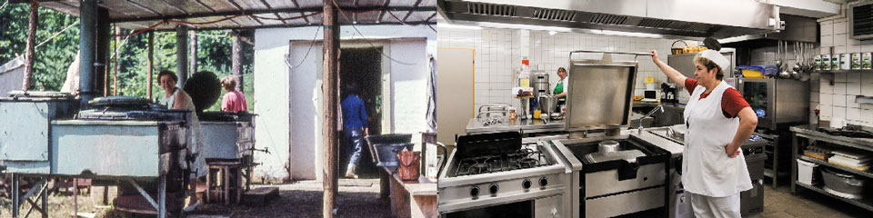 Fotocollage: Küche 1961 und heute